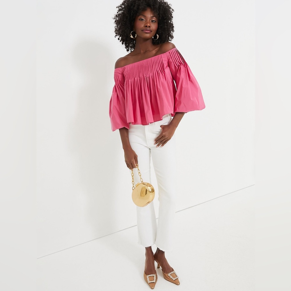 NWT Hyacinth House Hot Pink Pleated Portia Top
